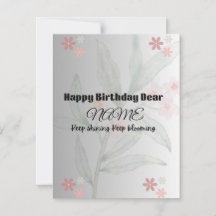 "Elegant Pastel Floral Happy Birthday Card" Thank