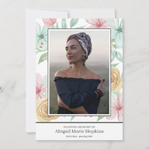 Elegant Pastel Floral In Loving Memory Funeral Thank You Card