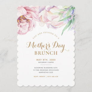 Elegant Pastel Floral Mother's Day Brunch  Invitation
