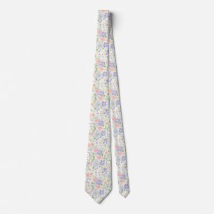elegant pastel floral neck tie