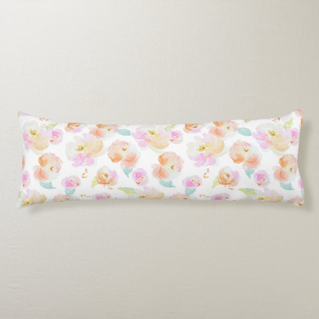 Elegant pastel floral pattern body pillow (Front)