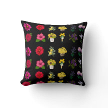 Elegant Pastel Floral Pattern on Black Background 