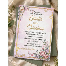 Elegant Pastel Floral Pink Lavender Floral Gold 