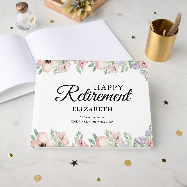 Elégant Pastel Floral Retraite Party Livre d'invit (Recto ouvert)