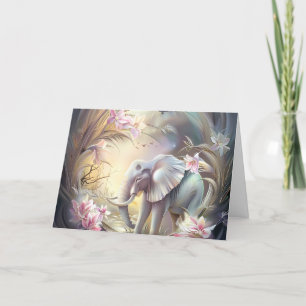 Elegant Pastel Floral Safari Elephant Note Card