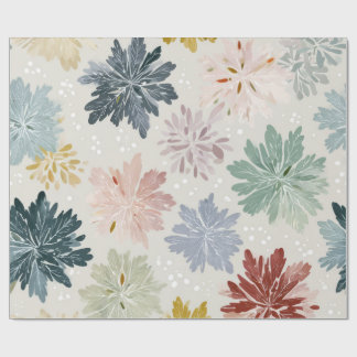 Elegant Pastel Floral Snowflake Seamless Pattern | Wrapping Paper