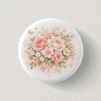 Elegant Pastel Floral Tote Bag 1 Inch Round Button