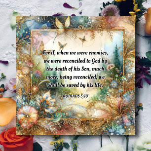 Elegant Pastel Floral Watercolor Scripture Easter  Holiday Card