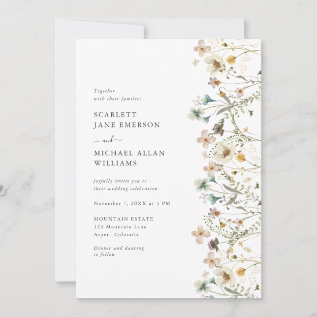 Elegant Pastel Floral Wedding Invitation (Front)