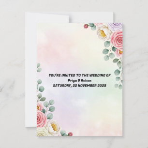 Elegant Pastel Floral Wedding Invitation Postcard