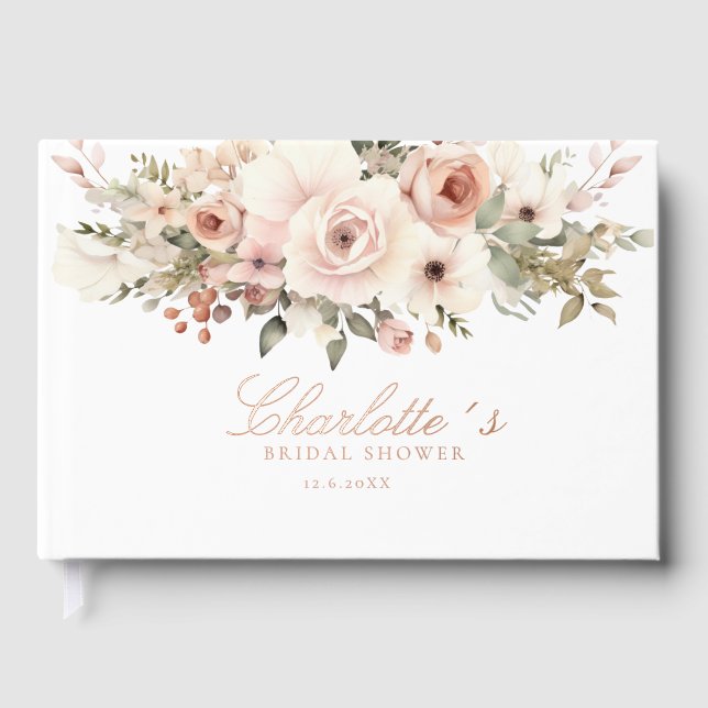 Elegant pastel flower bouquet Bridal Shower     Guest Book (Front)