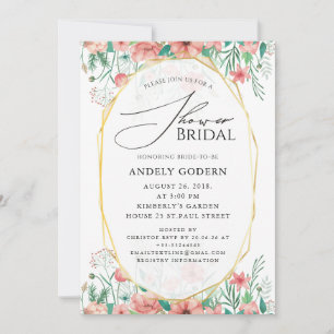  Elegant Pastel Flower Bridal Shower Invitation