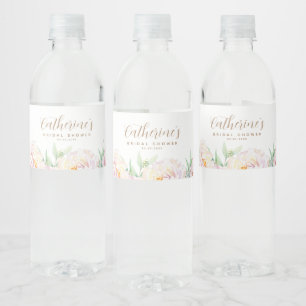 Elegant Pastel Flowers   Bridal Shower Water Bottle Label
