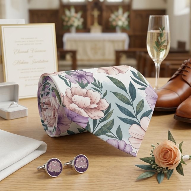 Elegant Pastel Flowers  Tie (Creator Uploaded)