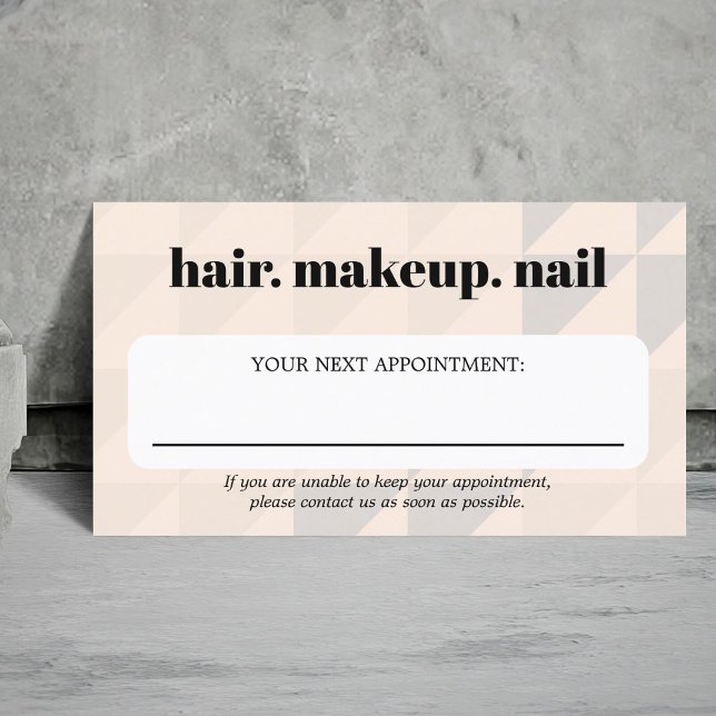 Elegant Pastel Geometric Bold Beauty Salon  Appointment Card (Creator Uploaded)