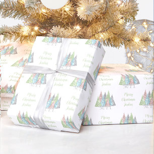 Elegant Pastel Glitter Christmas Wrapping Paper