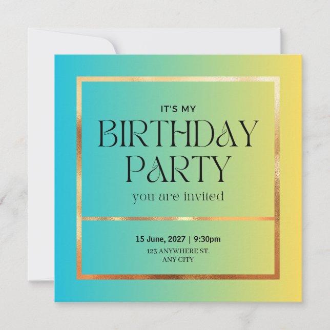 Elegant pastel & Gold Birthday Invitation (Front)