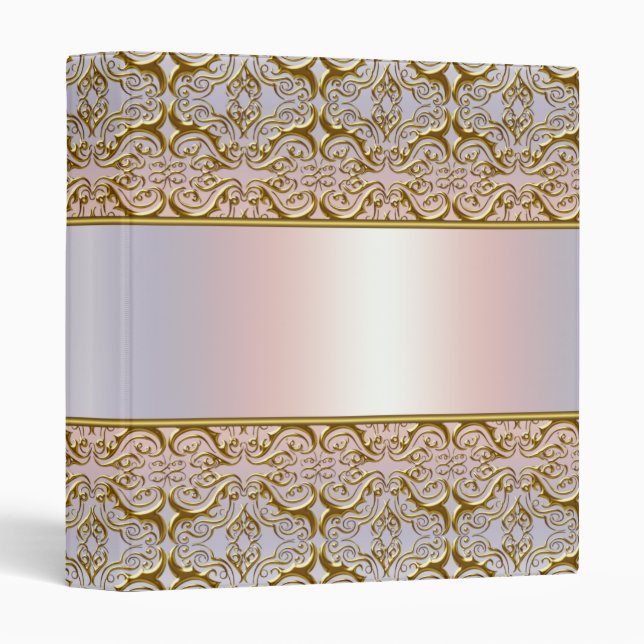 Elegant Pastel Gold Damask Notebook Binder (Front/Spine)