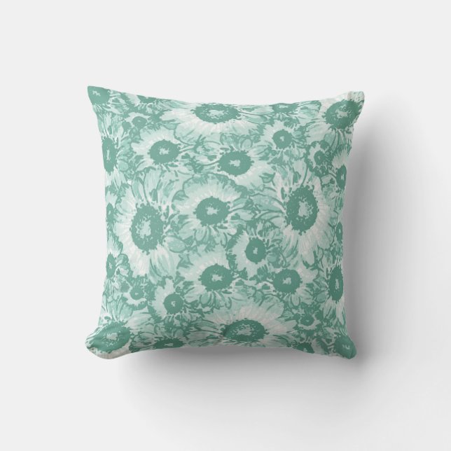 Elegant Pastel Green Floral Pattern Throw Pillow (Front)