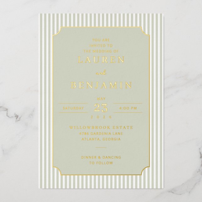 Elegant Pastel Green Formal Invitation (Front)