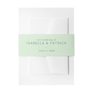 Elegant Pastel Green Minimalist Invitation Belly Band
