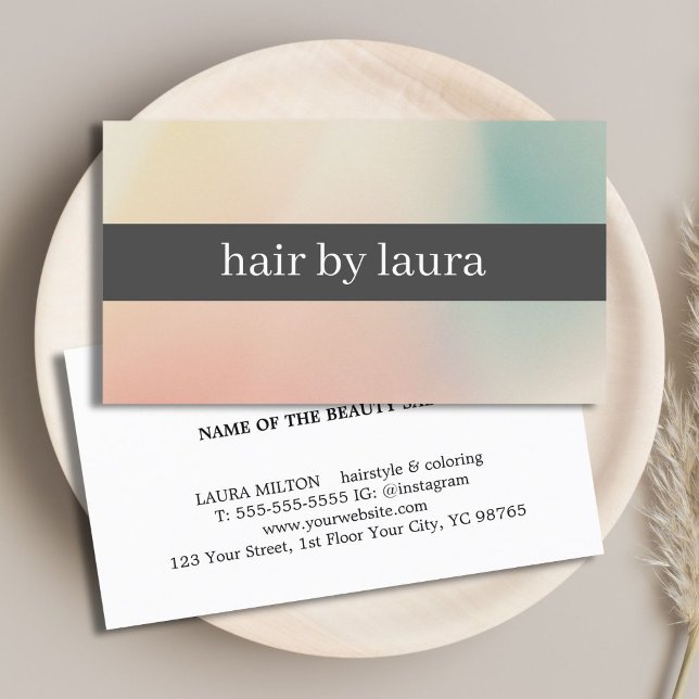 Elegant Pastel Grey Stripe Hair Salon Business Card (Creator Uploaded)
