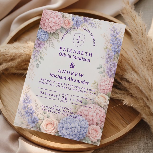 Elegant Pastel Hydrangea Floral Wedding Invitation (Creator Uploaded)