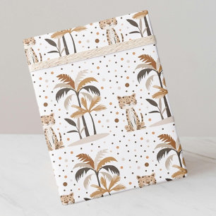 Elegant Pastel Jaguar Jungle Pattern Wrapping Paper