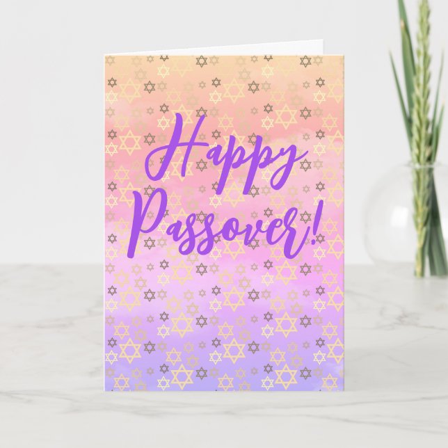 Elegant Pastel Jewish Passover Star of David Card (Front)