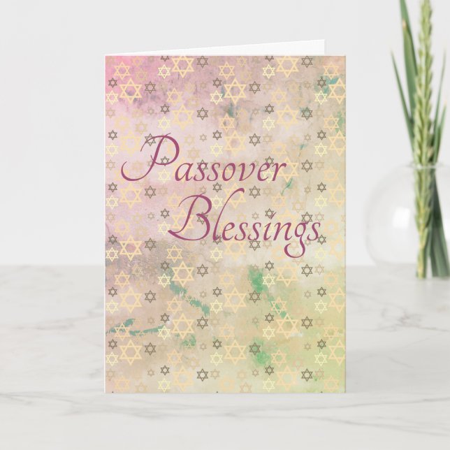 Elegant Pastel Jewish Passover Star of David Card (Front)