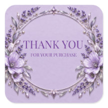 Elegant Pastel Lavender Floral Thank You Sticker