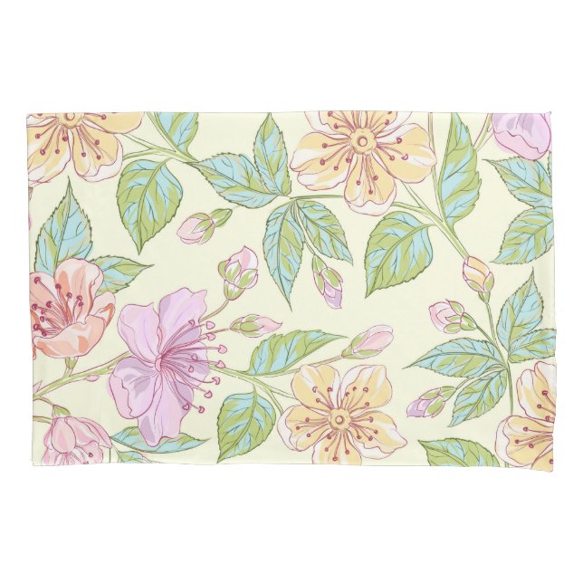Elegant Pastel Lily Vintage Floral Pattern Pillowcase (Front)
