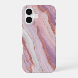 Elegant Pastel Marble & Rose Gold Glitter iPhone 16 Case