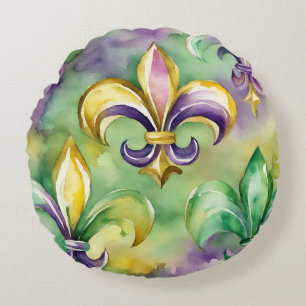 Elegant Pastel Mardi Gras  Round Pillow