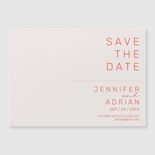 Elegant Pastel Minimal Horizontal Save The Date (Front)