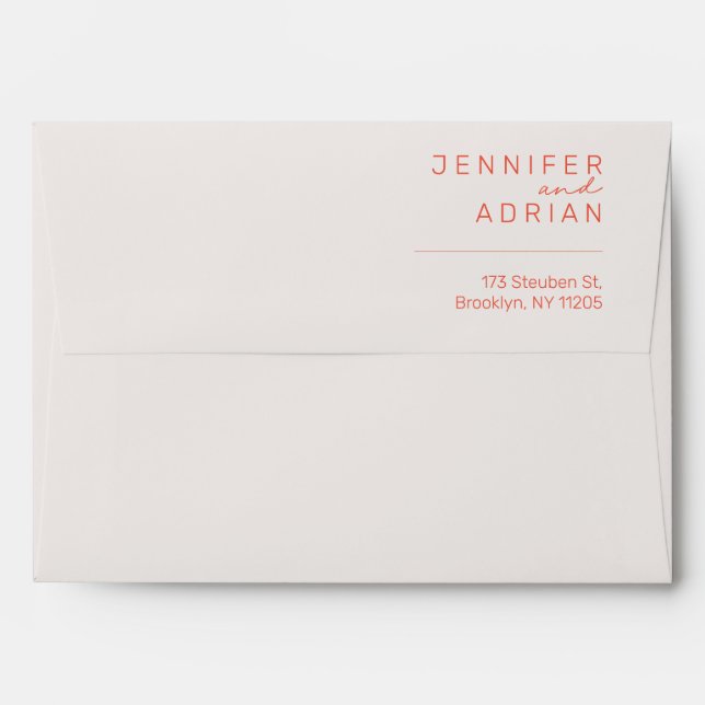 Elegant Pastel Minimal White and Red ﻿Modern  Enve Envelope (Back (Top Flap))