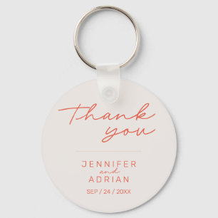 Elegant Pastel Minimal White and Red Wedding Keychain