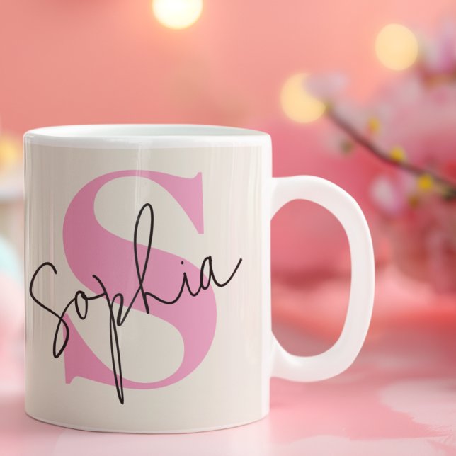 Élégant Pastel Monogram Café Mug (Créateur téléchargé)