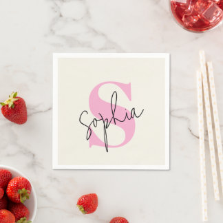 Elegant Pastel Monogram Personalized Paper Napkins