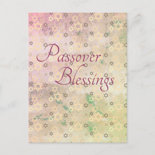 Elegant Pastel Passover Blessings Star of David Holiday Postcard (Front)