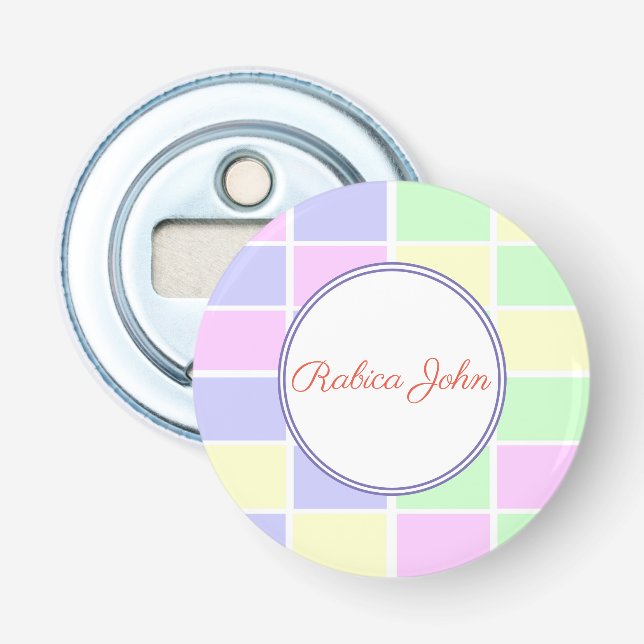 Elegant Pastel Personalized Bottle Opener (Front)