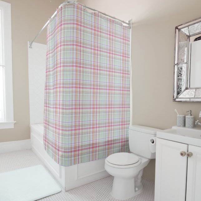 Elegant Pastel Pink and Green Plaid Pattern (In Situ)