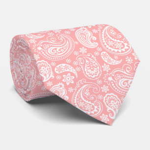 Elegant Pastel Pink And White Vintage Paisley Tie