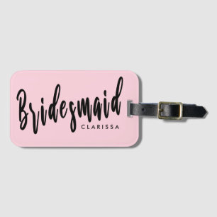 Elegant pastel pink & black bridesmaid luggage tag