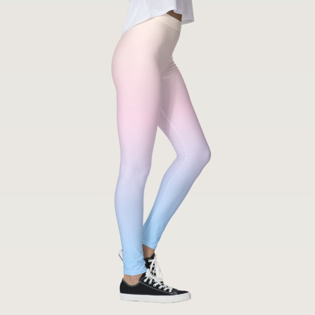 elegant pastel pink blue bright gradient colours leggings (Right)