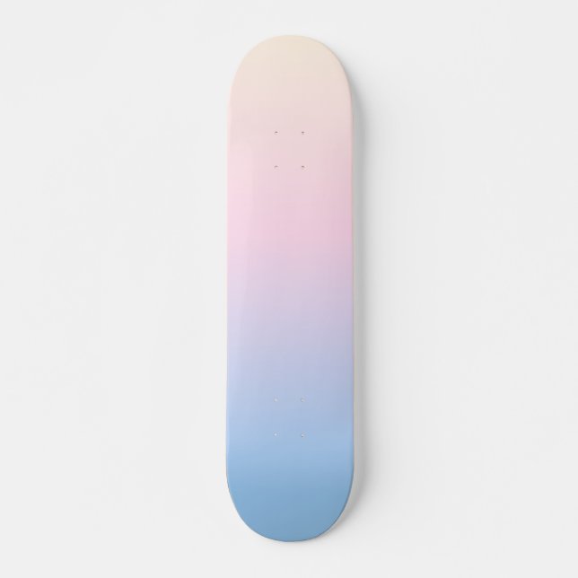 elegant pastel pink blue bright gradient colours skateboard (Front)