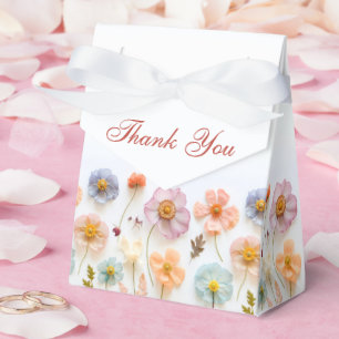 Elegant Pastel Pink Bohemian Wildflower Wedding Favor Box