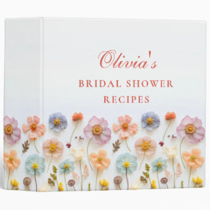 Elegant Pastel Pink Boho Wildflower Bridal Shower Binder