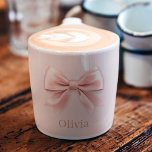 Elegant Pastel Pink Bow & Name Personalized Espresso Cup<br><div class="desc">Savour your favourite espresso in style with this elegant pastel pink espresso mug, featuring a delicate bow design and your custom name. Perfect for adding a touch of sophistication to your morning routine, this personalized mug combines beauty with functionality. Whether for yourself or as a thoughtful gift, this chic mug...</div>