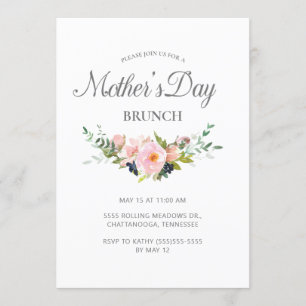 Elegant Pastel Pink Floral Greenery Mother's Day Invitation